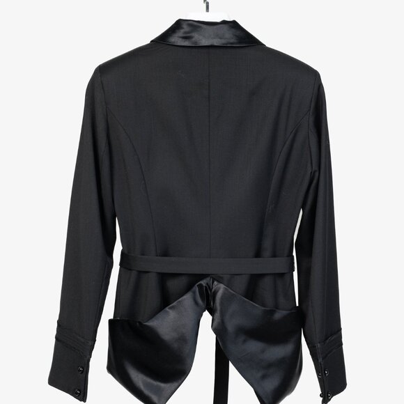 L.A.M.B. Vintage Black Wool and Satin Waistcoat Jacket - Picture 2 of 11